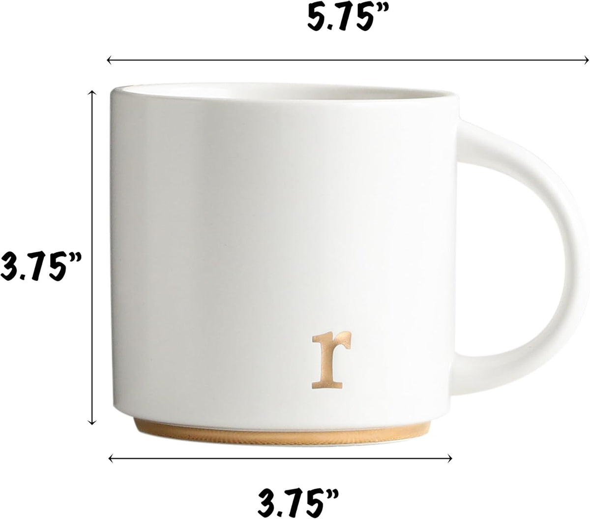 COLLECTIVE HOME - Monogram Ceramic Mugs, 15 oz Golden Initial Coffee Cups, Elegant Alphabet Tea