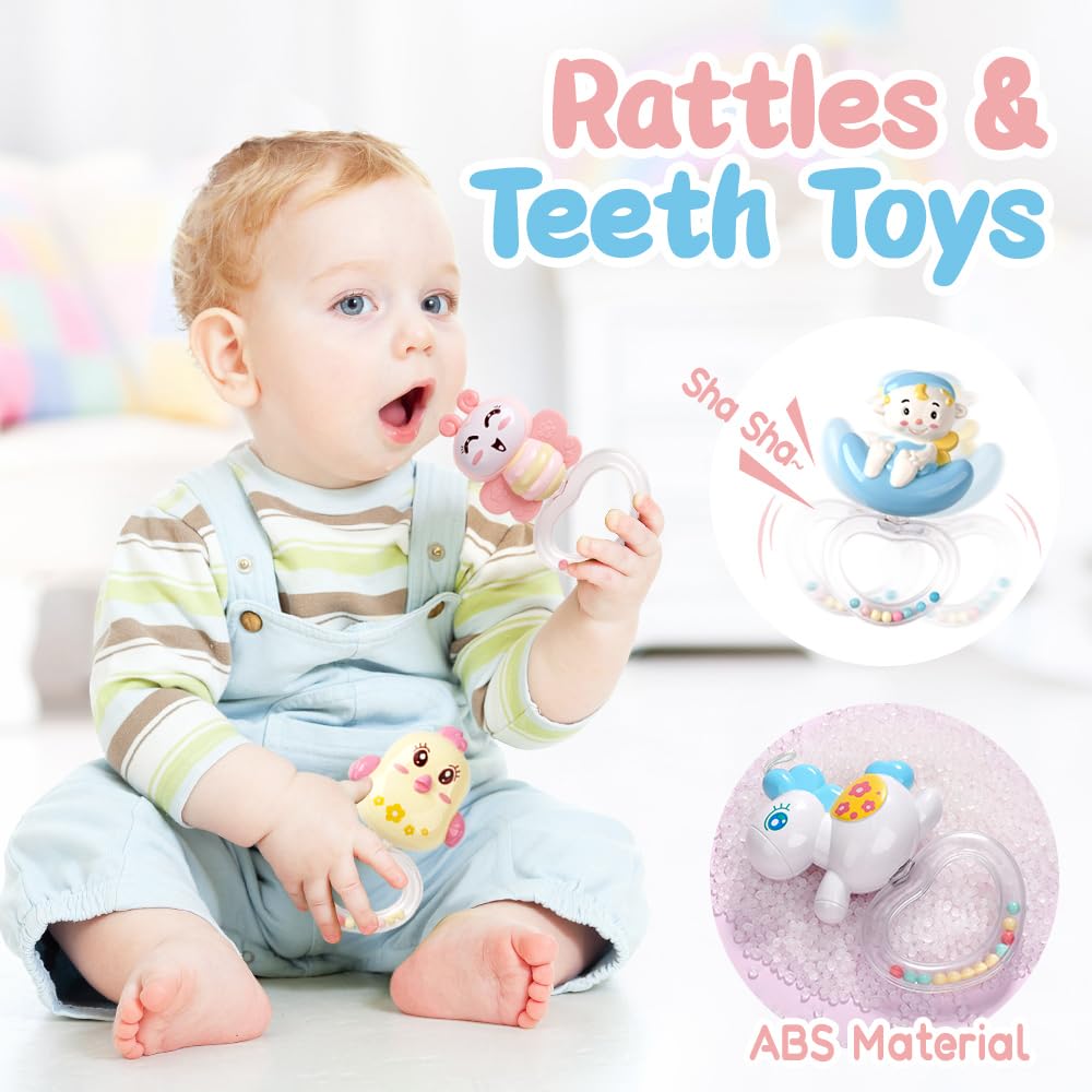 Baby Musical Crib Mobile with Timing Function Projector and Lights,Hanging Rotating Rattles and