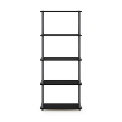 Furinno TURN-N-TUBE Storage Shelves, 5-Tier Book Shelf, Corner Shelf, Toolless Open Shelves, for