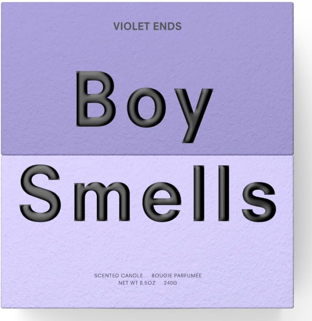 Boy Smells Violet Ends Candle - 8.5 oz - Aromatic Candle for Home with Rhubarb, Violet and Smoked