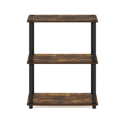 Furinno Turn-N-Tube Storage Shelves, 3-Tier Book Shelf, Corner Shelf, Toolless Open Shelves, for