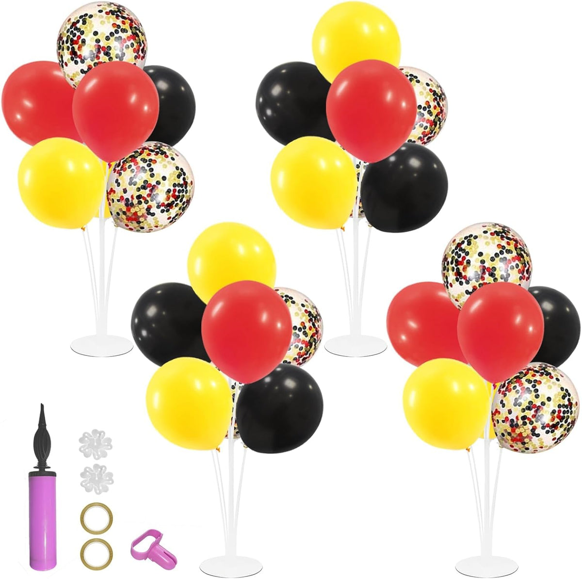Red Yellow and Black Balloon Stand Centerpiece Table Decorations for Mouse Birthday Movie Night