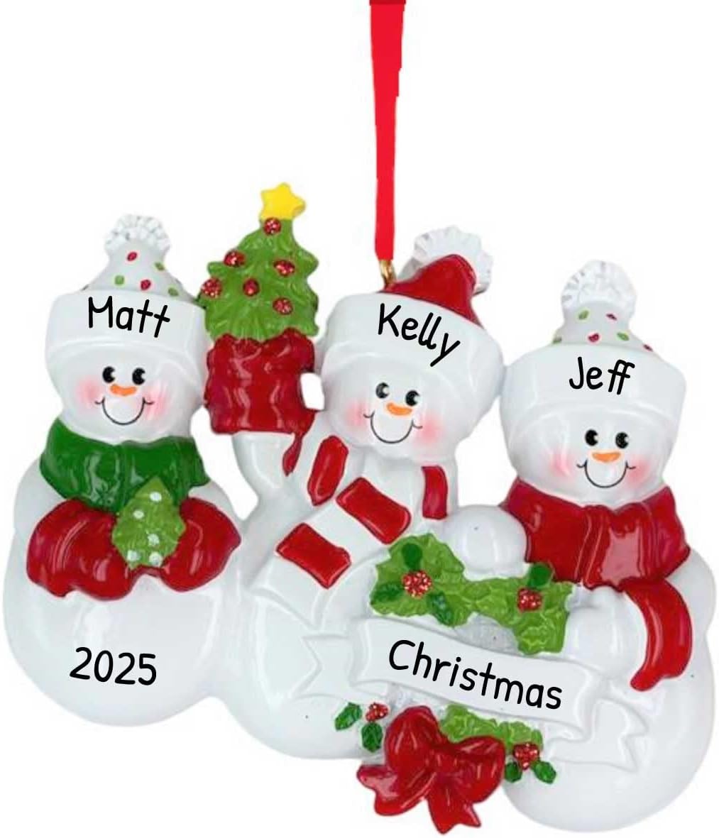 Snowman Family of 3 Christmas Ornament 2025 Personalized Family Christmas Ornaments 2025 |