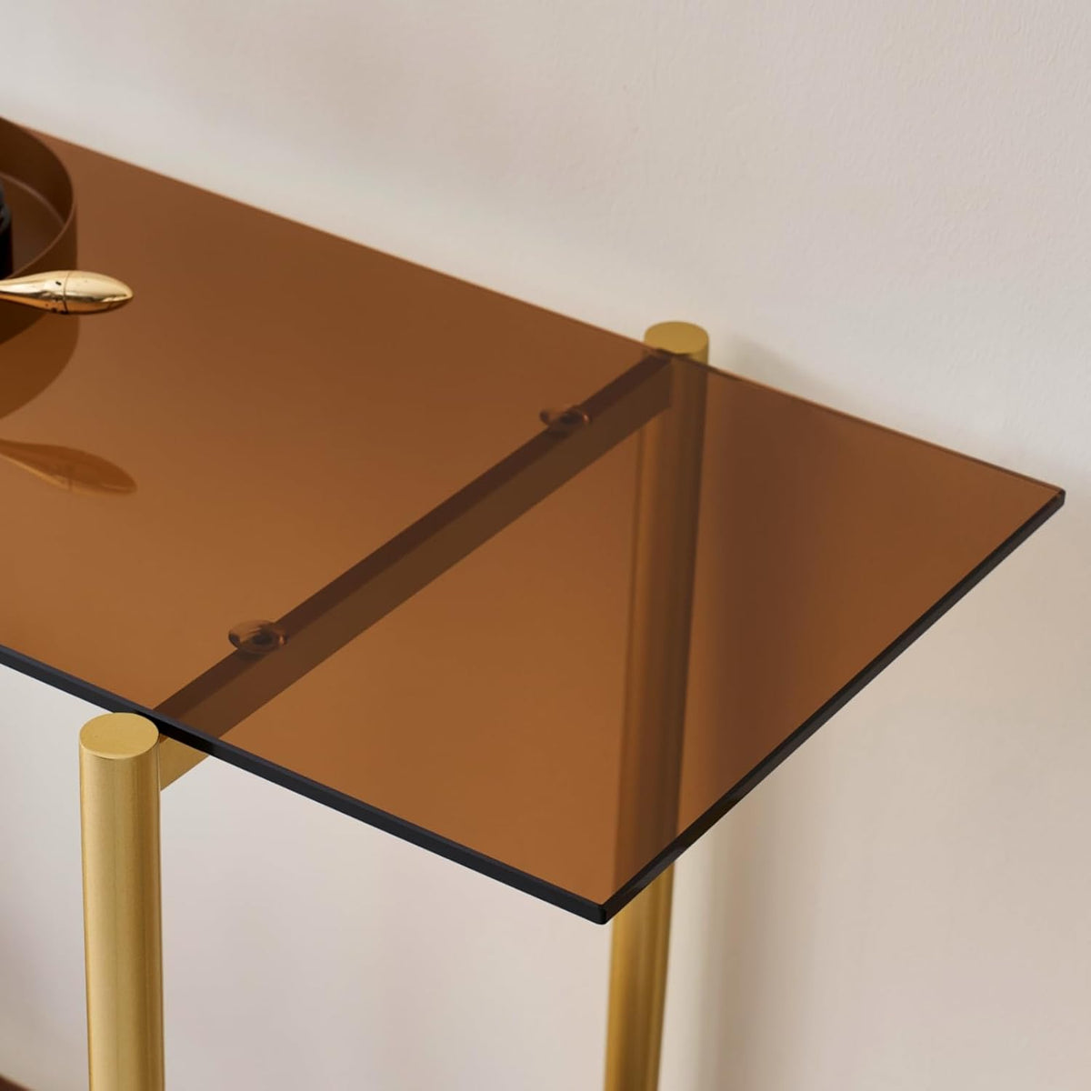 Glass Console Table for Living Room, Foyer & Entrance, 2-Tiers Mid-Century Modern Sofa Table with