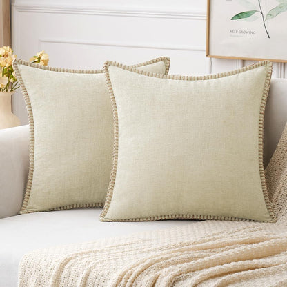 MIULEE Pack of 2 Christmas Pillow Covers 18x18 Inch Cream White Farmhouse Decorative Throw Pillow