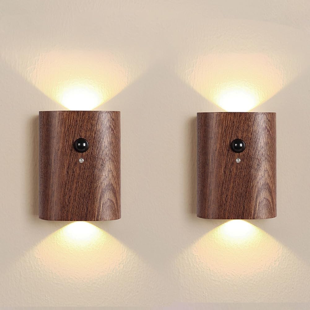 LANDGOO Smart Night Light Step Lights 2 Pack - Rechargeable Motion Sensor Stair Lights, 2700K Warm