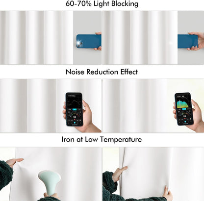 MIULEE Pure White Back Tab Light Blocking Curtains 72 Inch Length 2 Panels Set for Living Room