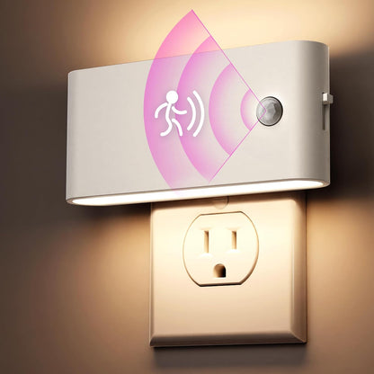 LED Night Light Motion Sensor 2 Pack, Motion Activation Night Lights Plug into Wall, Auto On Off