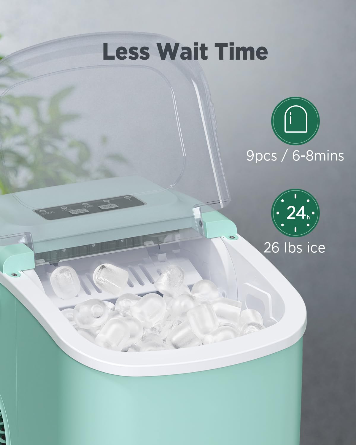 Silonn Countertop Ice Maker, 9 Cubes Ready in 6 Mins, 26lbs in 24Hrs, Self-Cleaning Ice Machine