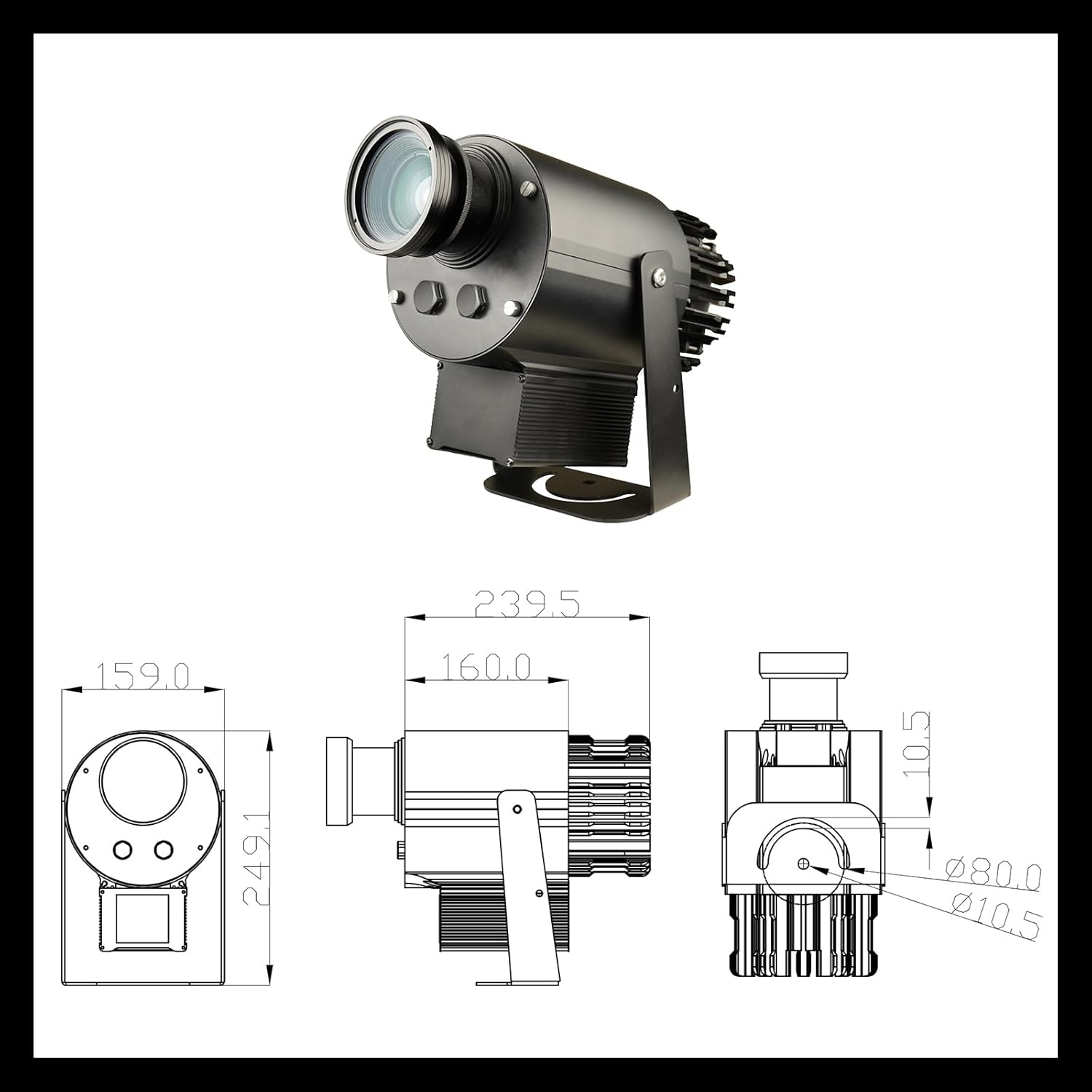 50W LED Logo GOBO Projector DJ Effect Light Including Free Custom Glass GOBO to Project Image for