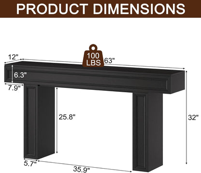 Rresyet 63 Inch Long Console Table, Sofa Table Behind Sofa, Wooden Entryway Table, Farmhouse