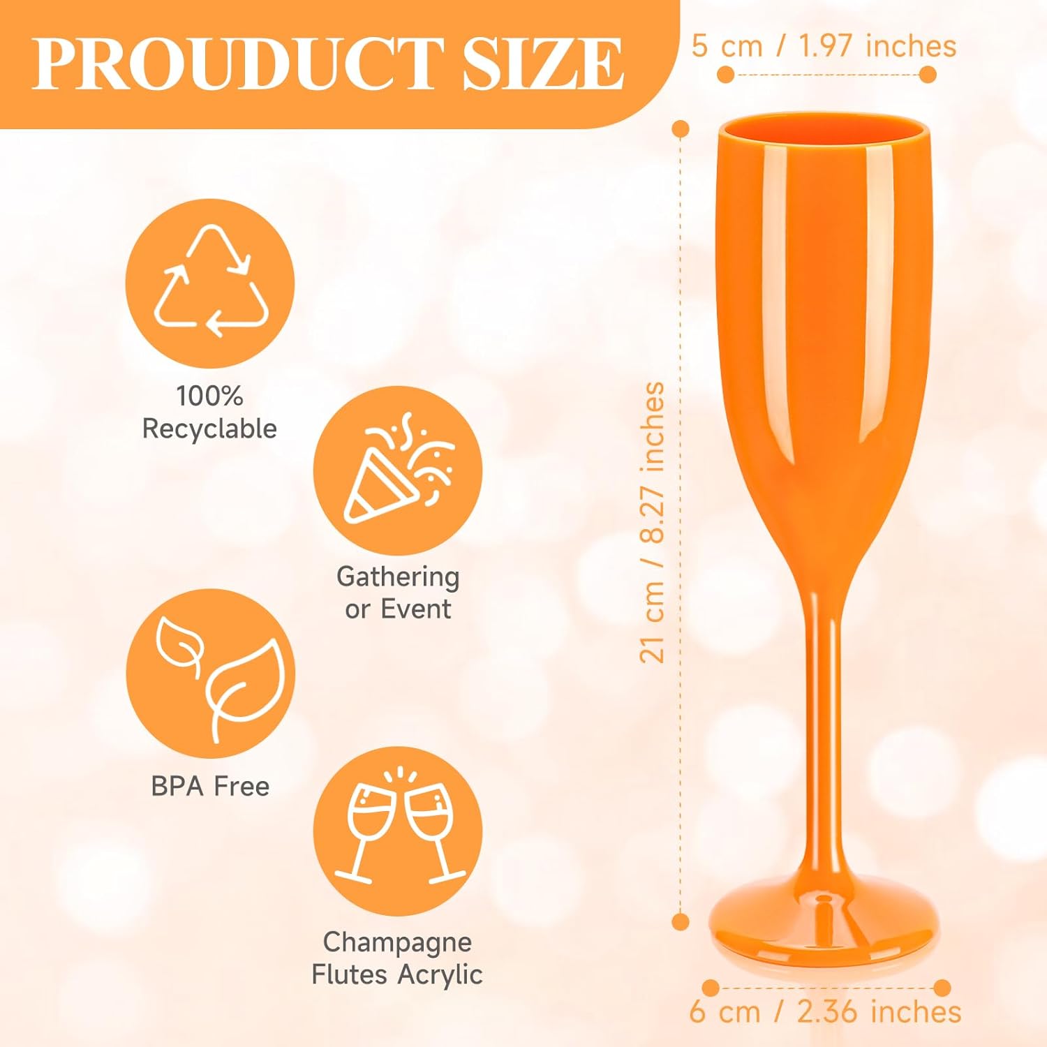 XUWAIDSGN Acrylic Champagne Flutes Toasting Glasses Unbreakable Mimosa Bar Reusable Wine Glasses