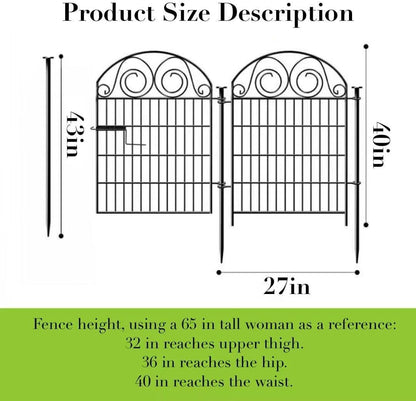 Tall Garden Fence Animal Barrier with Gate, 40 in(H) 8 Panels Garden Fences and Borders for Dogs