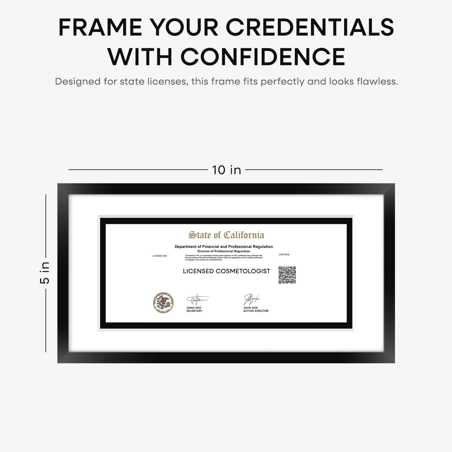 Homeforia 5x10 Business License Frame Black, High End Metal 5 x 10 Document Certificate Frame with