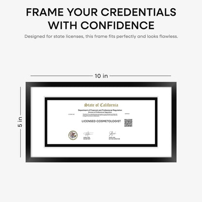 Homeforia 5x10 Business License Frame Black, High End Metal 5 x 10 Document Certificate Frame with