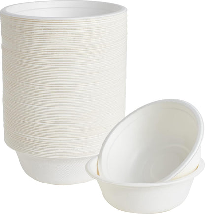 ECOLipak 150 Pack 12 oz Paper Bowls Disposable, Heavy-Duty Biodegradable Compostable Bowls Made of