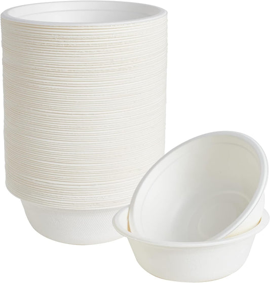 ECOLipak 150 Pack 12 oz Paper Bowls Disposable, Heavy-Duty Biodegradable Compostable Bowls Made of