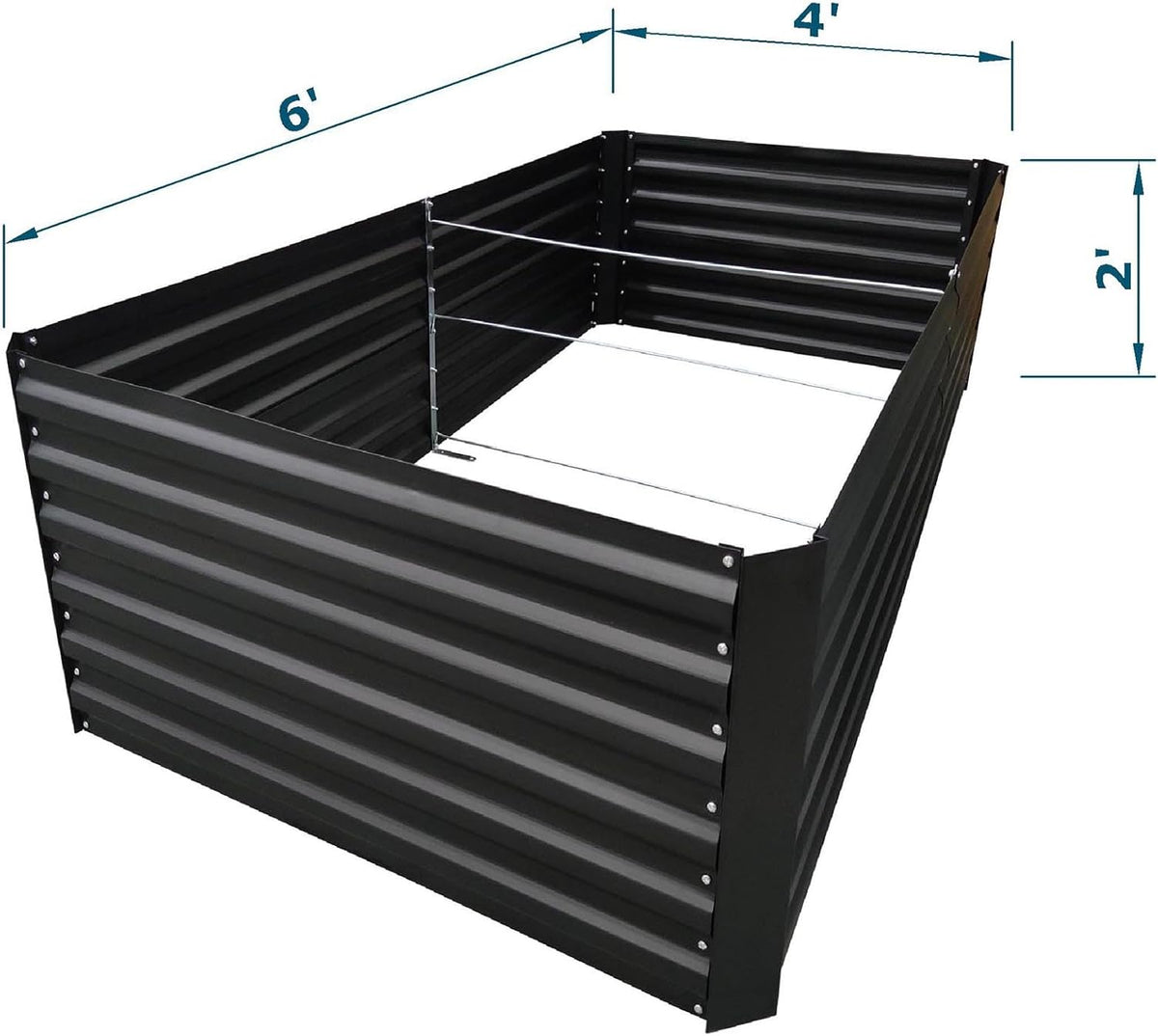 6x4x2FT Metal Raised Garden Bed Kit, Galvanized Outdoor Garden Bed Planter Box for Vegetables