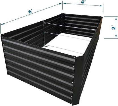 6x4x2FT Metal Raised Garden Bed Kit, Galvanized Outdoor Garden Bed Planter Box for Vegetables