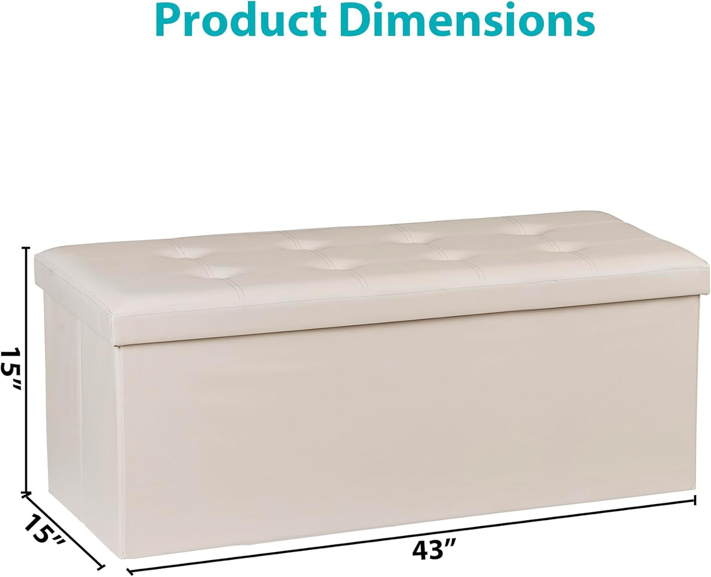 SUPER DEAL Folding Ottoman Bench with Storage, 43 Inch Padded Seat Footrest Shoes Bench for Bedroom