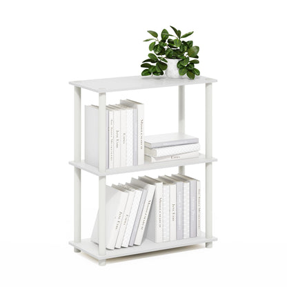 Furinno Turn-N-Tube Storage Shelves, 3-Tier Book Shelf, Corner Shelf, Toolless Open Shelves, for