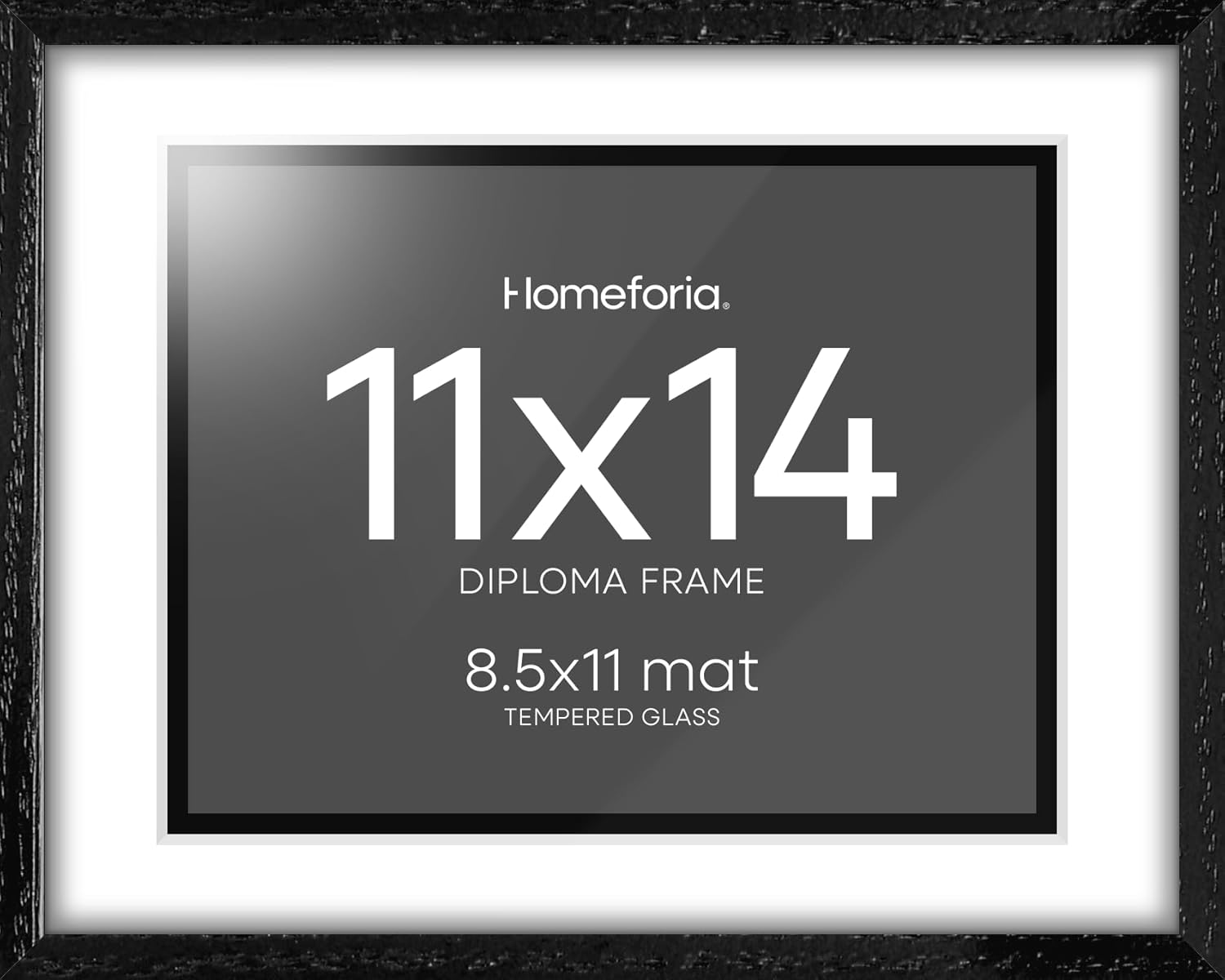 Homeforia 11x14 Diploma Frame Black Wood, High End Black Oak 11 x 14 Certificate Frames with Mat
