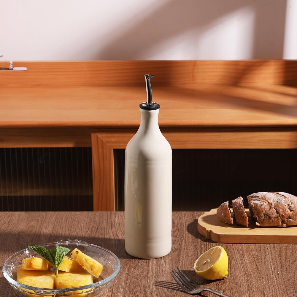 Sweejar Large Ceramic Olive Oil Dispenser Bottle, Opaque Oil Cruet Protects Oil to Reduce
