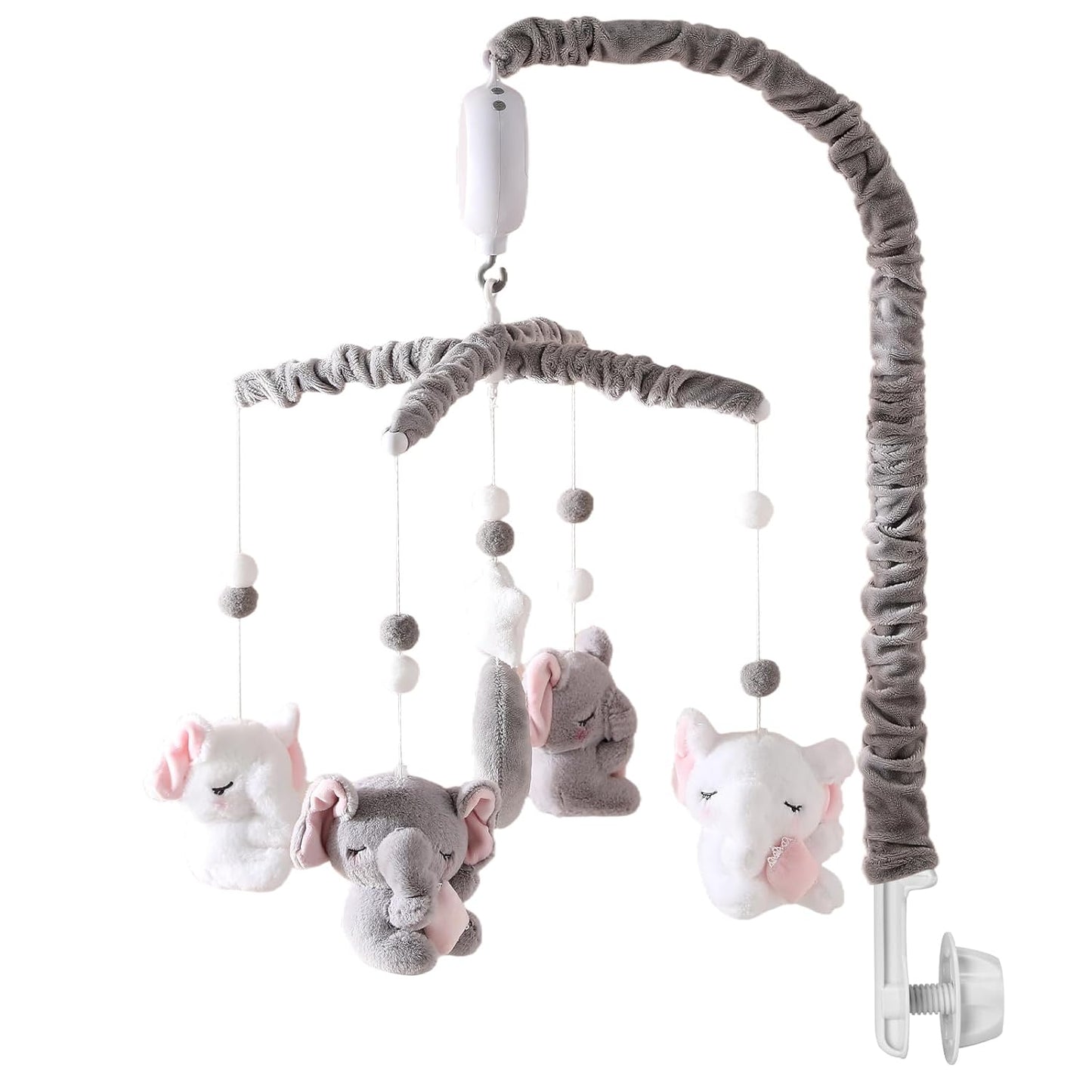 Baby Crib Mobile - Elephant Crib Mobile for Girls with 25 Inches Mobile Arm and 35 Lullabies