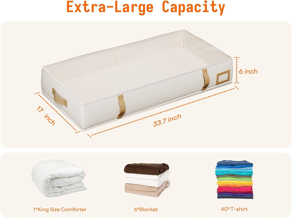 Vailando Under Bed Storage Containers, Foldable Storage Bins for Blankets, Comforter, and Seasonal