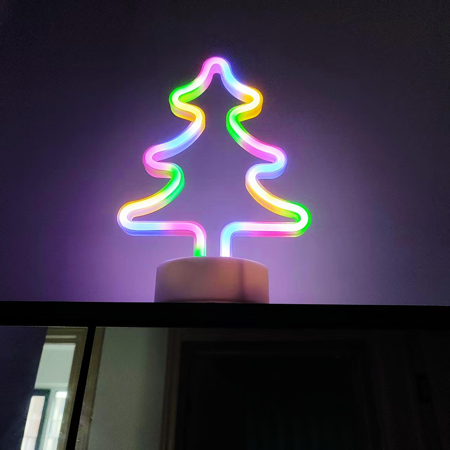 Christmas Tree Neon Light Signs for Bedroom Bedside Dorm Wall Decor,Neon Light up Christmas Decor