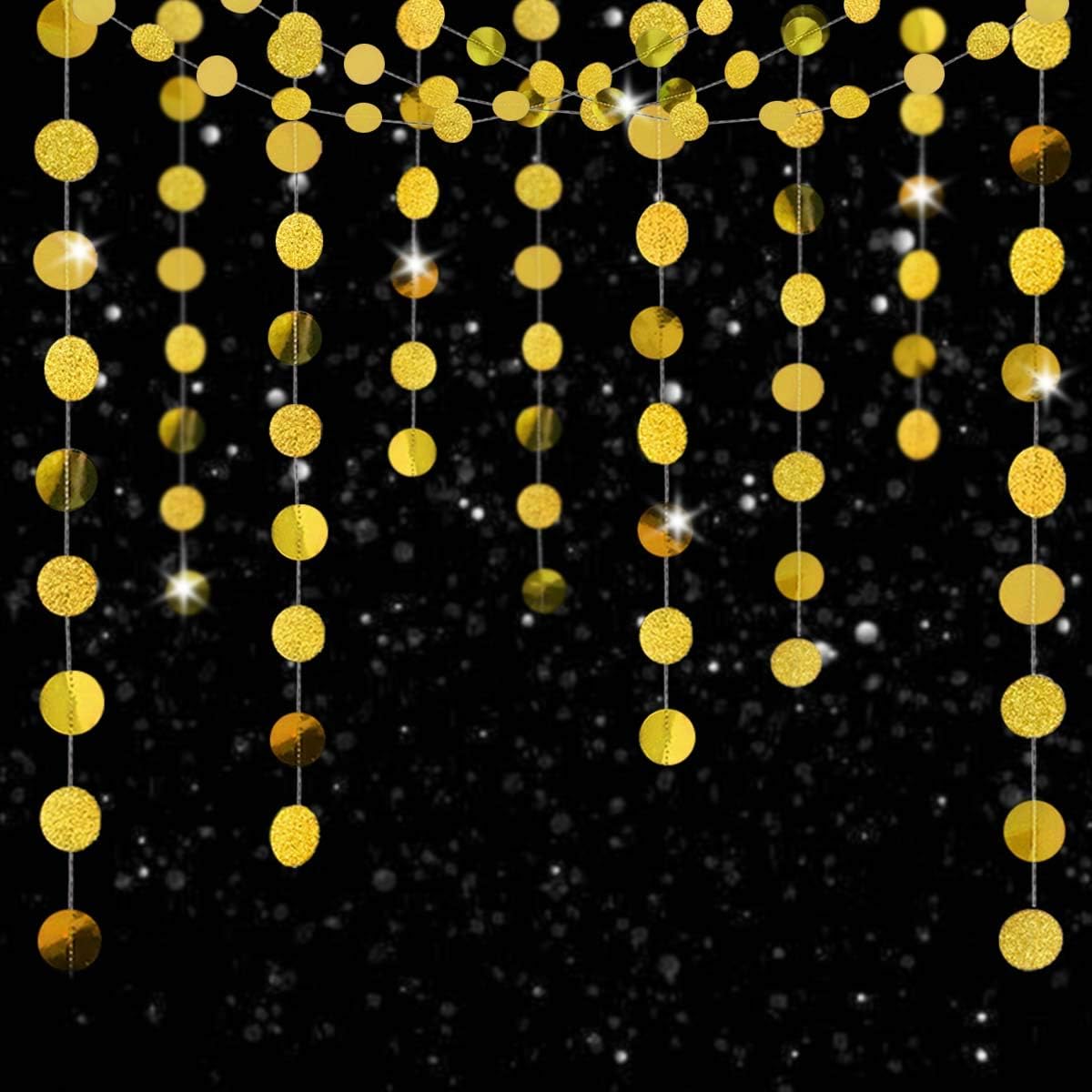 6 Pcs Glitter Gold Paper Circle Dots Garland Party Hanging Decorations Birthday Party Bachelorette