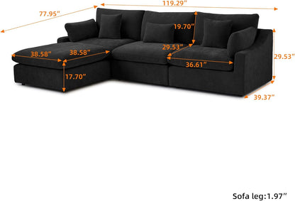 JACH L-Shaped Sectional Couches for Living Room, Cloud Sectional Couch with Deep Seat, Modular