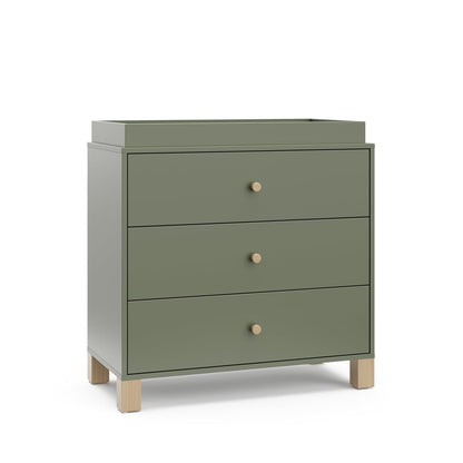 Storkcraft California 3-Drawer Chest with Removable Changing Topper (Olive with Driftwood)