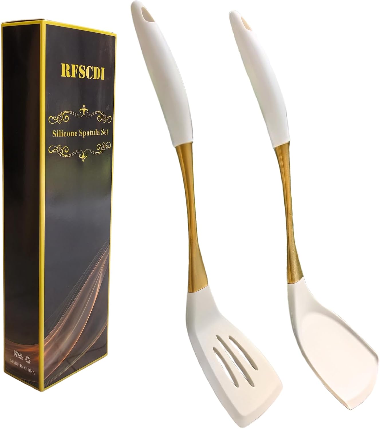 Heat-Resistant Silicone Kitchen Spatula Set – Non-Toxic Cooking Utensils with Solid & Slotted