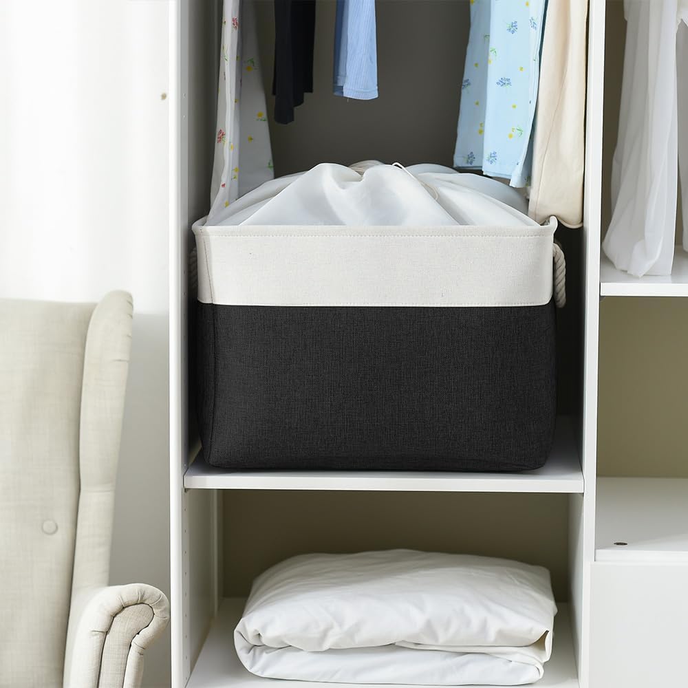 TheWarmHome Organization and Storage for Shelves - Extra Jumbo 3 Pack 20.5x15.7x13.8 inch Fabric
