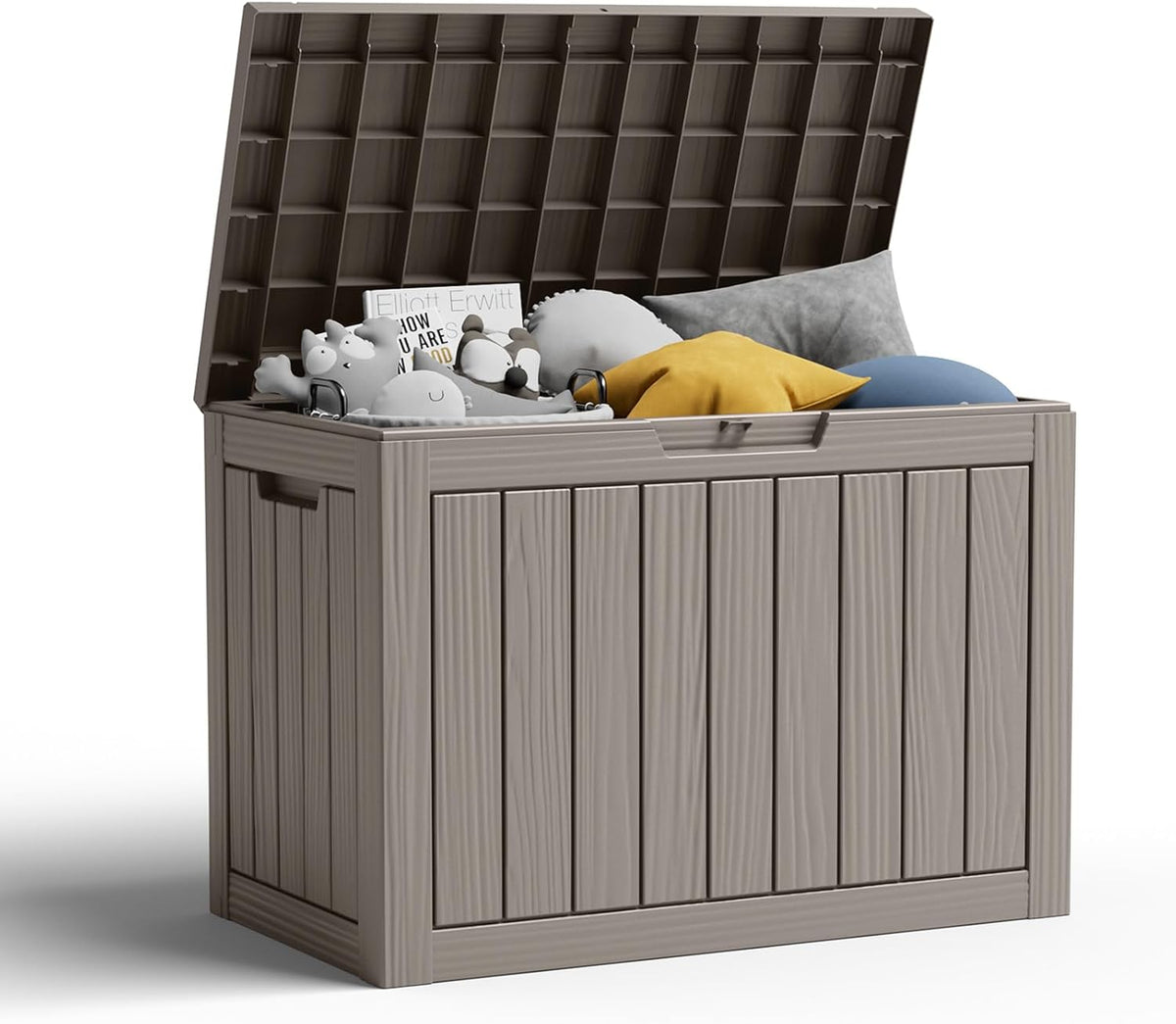 45 Gallon Resin Deck Box, Lockable Patio Outdoor Storage Box for Furniture, Garden Tools and Tools