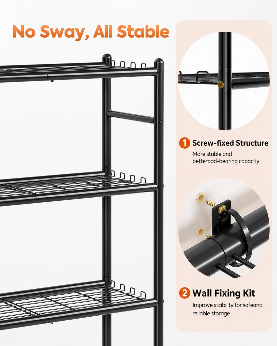 APEXCHASER Metal Storage Shelves 5-Tier, Wire Shelving Unit for Kitchen
