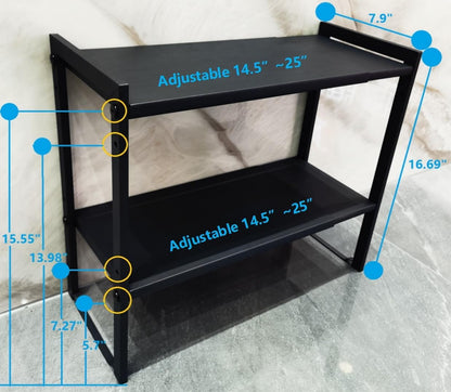 2 Tier Expandable Cabinet Shelf Organizer 14.5-25" L Kitchen Counter Shelf Rack Stand Sink Riser