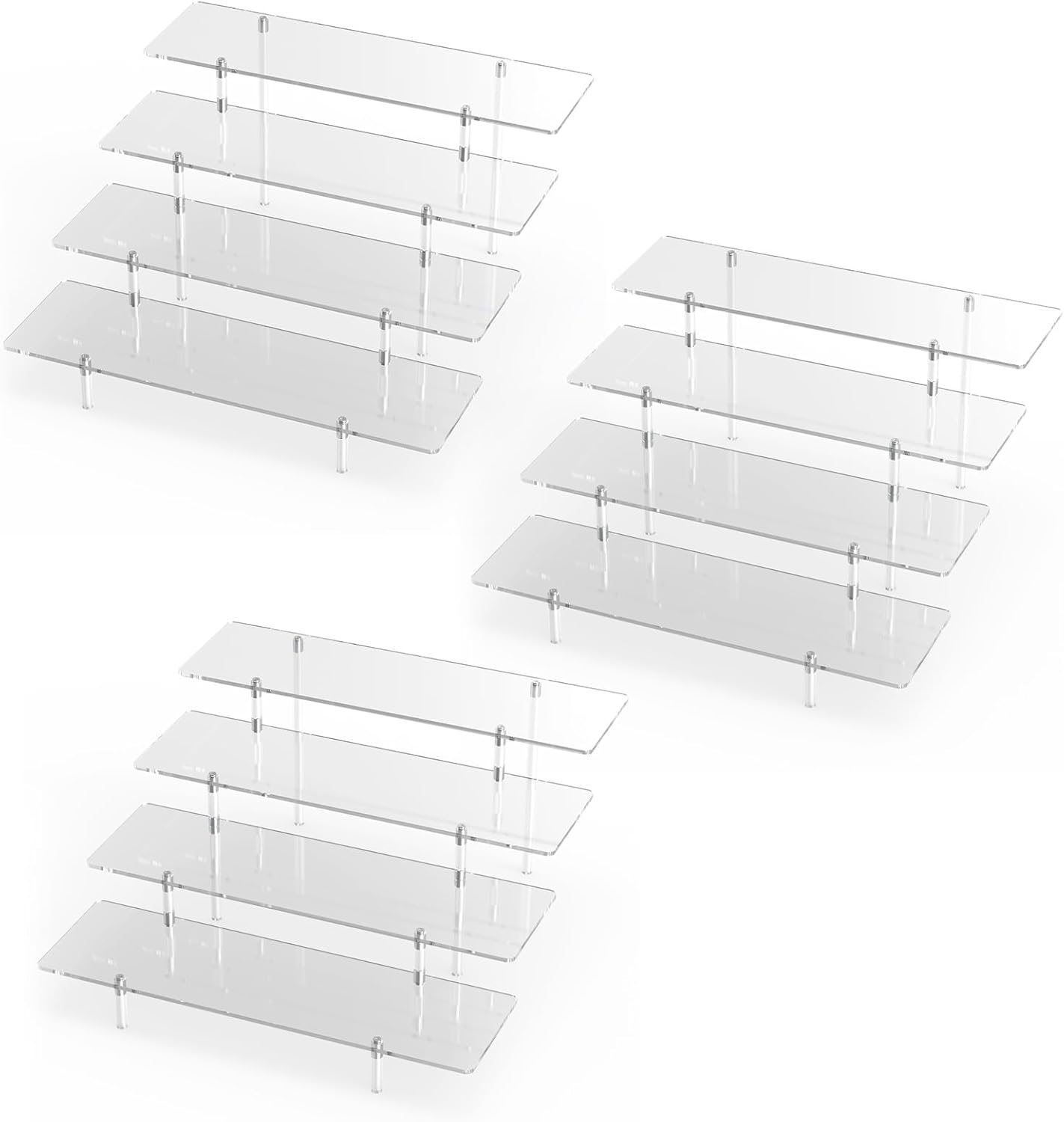 Acrylic Display Riser Stand Shelf Clear 4 Tier Cupcake Stand Perfume Display Holder Figures Desktop