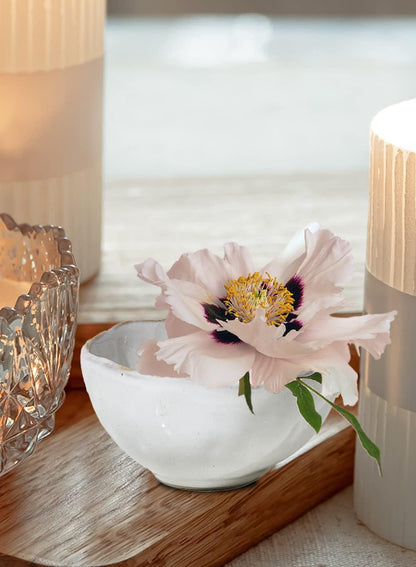 Serene Spaces Living Set of 4 Extra Small Free-Form Edge Glazed Ceramic Bowl, Centerpiece for