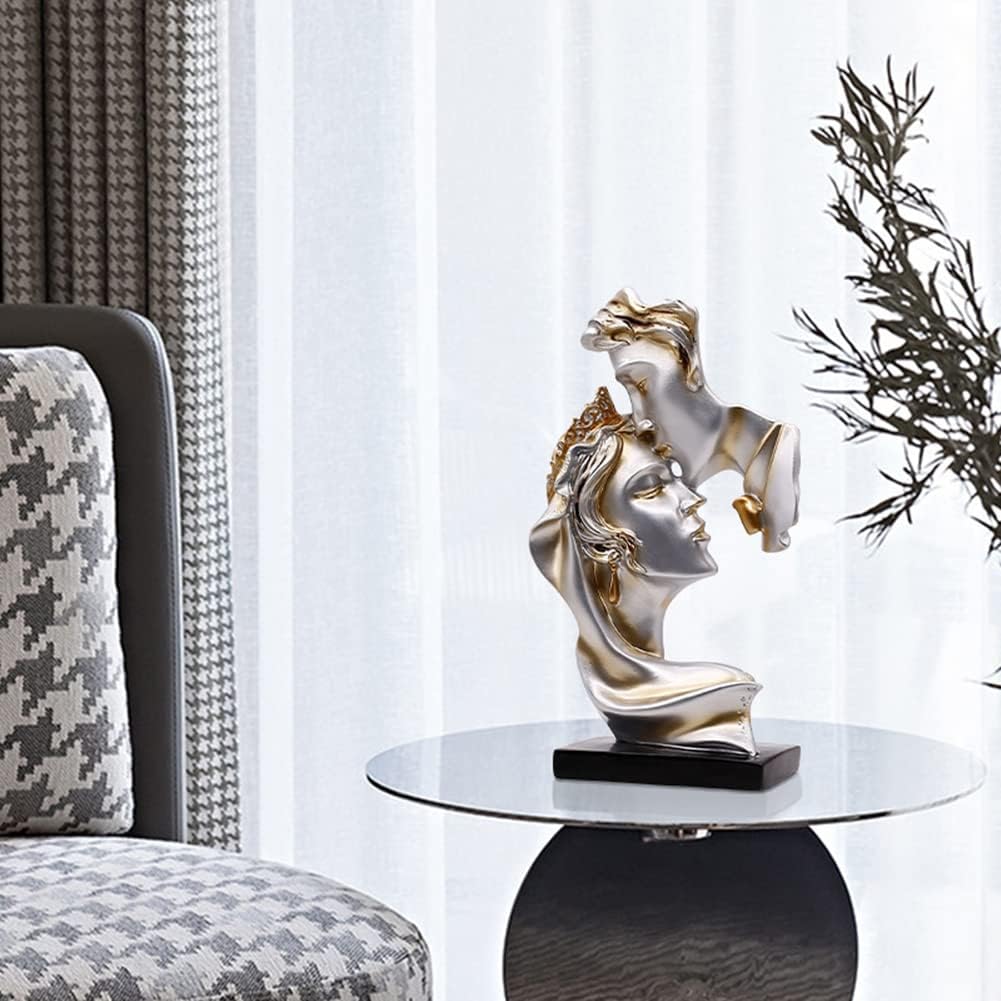 Couples Kiss Sculpture,Abstract Art Couple Sculpture Home Furnishing Resin Statue Decoration