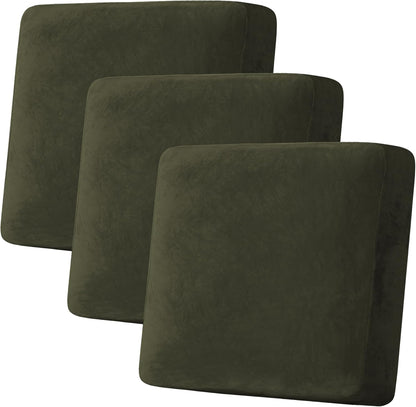 H.VERSAILTEX Velvet Stretch Couch Cushion Cover Plush Cushion Slipcover for Chair Loveseat Sofa