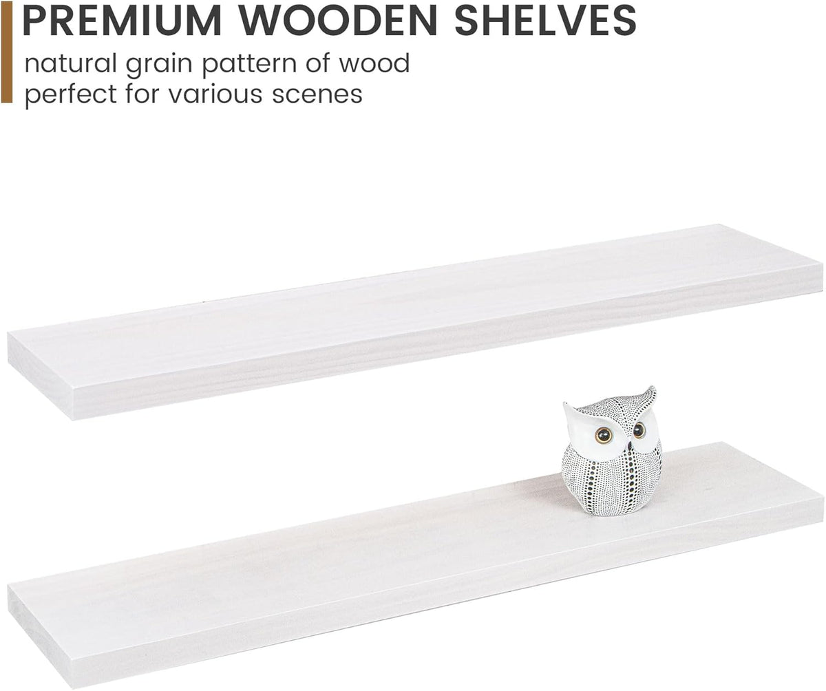 Floating Shelves 36 Inches Long - 8 Inch Deep Rustic Premium Solid Pine Wood for Storage