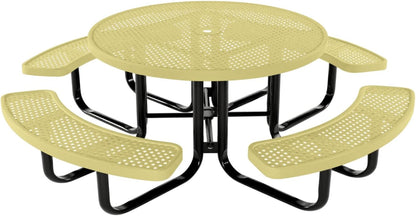 Heavy-Duty Portable Outdoor Kids Table with Umbrella Hole, Punched Steel Kids Picnic Table