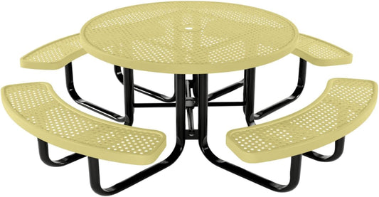 Heavy-Duty Portable Outdoor Kids Table with Umbrella Hole, Punched Steel Kids Picnic Table