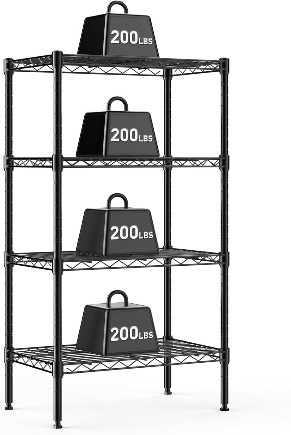 HealSmart 4-Tier Metal Wire Storage Shelves, Adjustable Standing Storage Rack Shelf, Heavy Duty