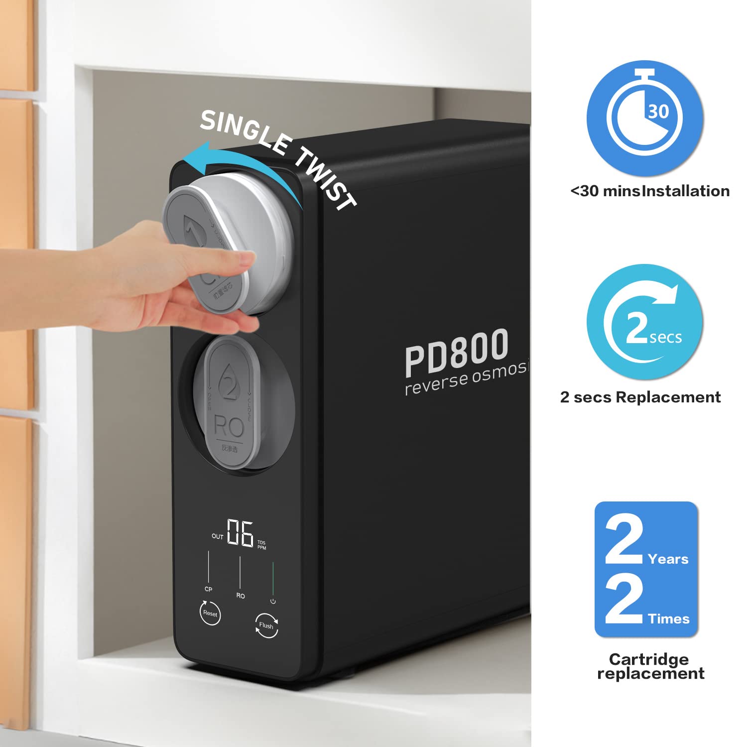 Frizzlife 800GPD Reverse Osmosis Water Filter, Alkaline Mineral pH+ Reverse Osmosis System, 9-Stage