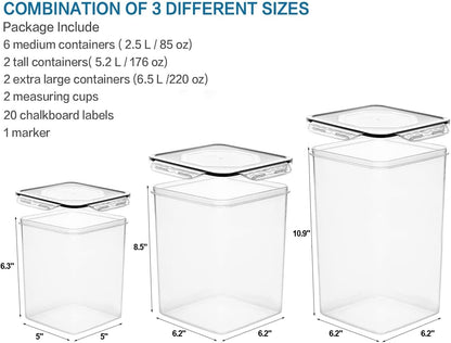 VERONES Large Tall Airtight Food Storage Containers, 10 PACK Plastic Airtight Kitchen & Pantry