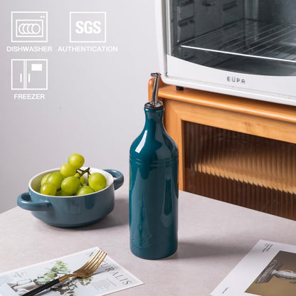Sweejar Large Ceramic Olive Oil Dispenser Bottle, Opaque Oil Cruet Protects Oil to Reduce