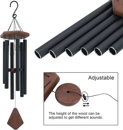 Wind Chimes for Outside, 30" Black Aluminium Wind Chime with Wind Catcher, Outdoor Garden Patio